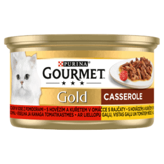 GOURMET Gold kúsky v šťave s lososom a kuraťom 85 g
