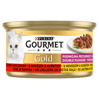 GOURMET Gold Double Pleasure s hovädzím a kuraťom 85 g